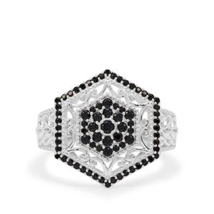 0.70ct Black Spinel Sterling Silver Ring
