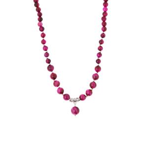 88.50cts Pink Tiger's Eye Sterling Silver Necklace 