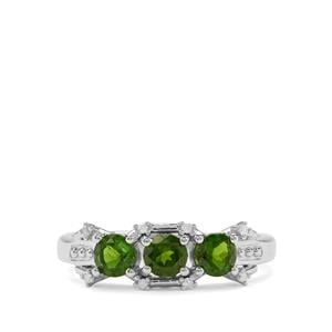 Chrome Diopside & Diamond Sterling Silver Ring ATGW 0.85cts