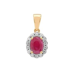 John Saul Ruby Pendant with White Zircon in Gold Plated Sterling Silver 2.15cts