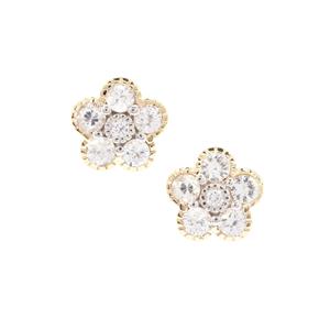 Leuco Sapphire & White Zircon 9K Gold Earrings ATGW 1.11cts
