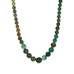 155cts Chrysocolla Gold Tone Sterling Silver Graduated Necklace 