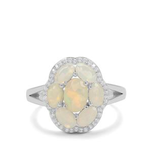 Ethiopian Opal & White Zircon Sterling Silver Ring ATGW 1.60cts