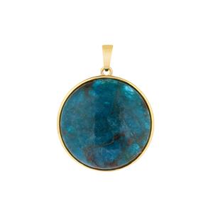  64.48cts Betroka Blue Apatite Gold Tone Sterling Silver Pendant 