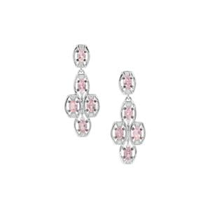 Mozambique Pink Spinel Earrings with White Zircon in Sterling Silver 1.95cts