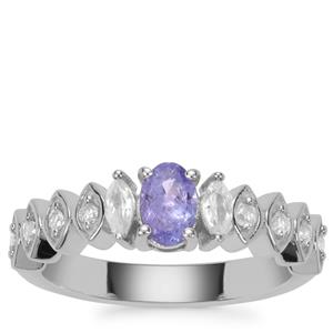 Tanzanite Ring with White Zircon in Sterling Silver 0.80ct