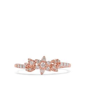 1/4ct Natural Pink, White Diamonds 9K Rose Gold Ring