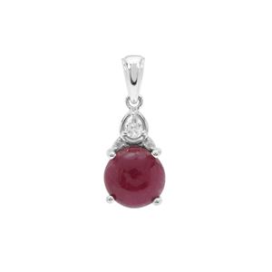 Bharat Ruby Pendant with White Zircon in Sterling Silver 5.75cts