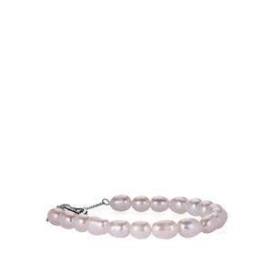 The Pearl Vision Cultured Pearl Sterling Silver Heart T-Bar Bracelet (8mm x 7mm)