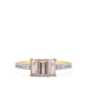 Imperial Pink Topaz & White Zircon 9K Gold Ring ATGW 1.50cts 