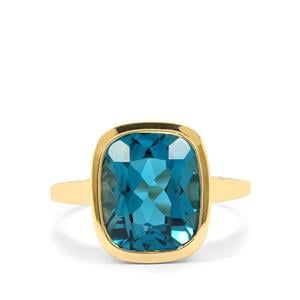 6.55cts London Blue Topaz 9K Gold Ring 