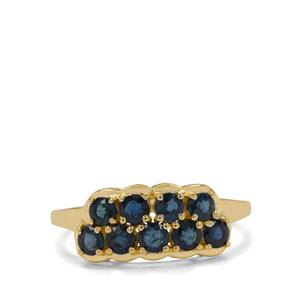 Natural Royal Blue Sapphire 9K Gold Ring 1.45cts