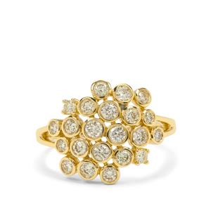 1ct Natural Canary Diamonds 9K Gold Ring 