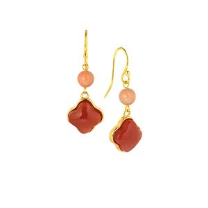 Nanhong Agate Earrings in Gold Tone Sterling Silver 15cts