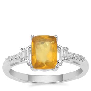 Burmese Amber Ring with White Zircon in Sterling Silver 0.63ct
