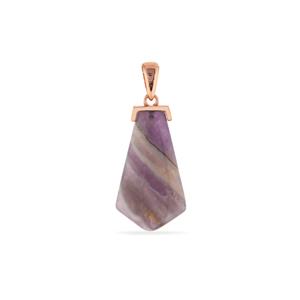 9.55cts Banded Amethyst Rose Tone Sterling Silver Pendant 