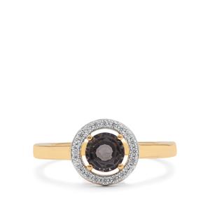 Burmese Grey Spinel Ring with White Zircon in 9K Gold 0.95ct