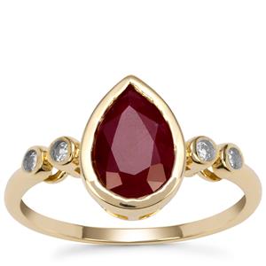 Burmese Ruby Ring with White Zircon in 9K Gold 2.45cts