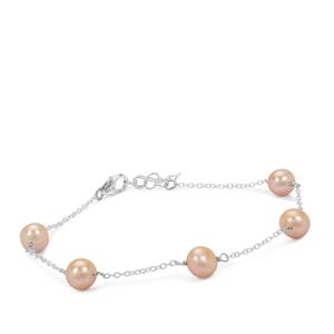 Naturally Pink Pearl Sterling Silver Bracelet (8mm) 