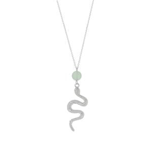 'The Kundalini Snake'  Green Aventurine Sterling Silver Necklace 