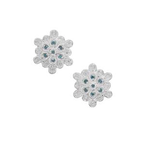 1/20ct Blue Diamond Sterling Silver Earrings