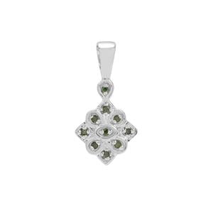 Green Diamond Pendant in Sterling Silver 0.10ct