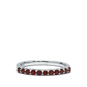 0.55cts Red Garnet Sterling Silver Ring 