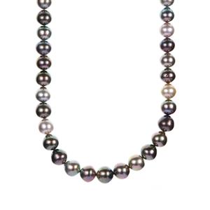 Tahitian Cultured Pearl Sterling Silver Graduated Necklace 