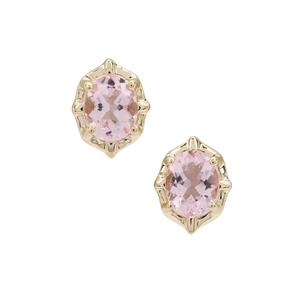 1.10ct Nigerian Pink Morganite 9K Gold Earrings