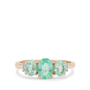Siberian Emerald & White Zircon 9K Gold Tomas Rae Ring ATGW 1.4cts