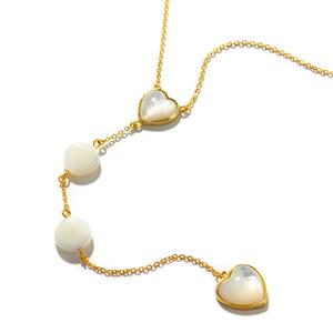 Mother Of Pearl Heart Drop Necklace (10-12mm)