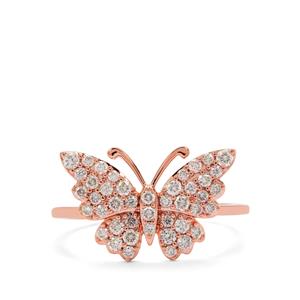 1/2ct Pink Diamonds 9K Rose Gold Butterfly Ring