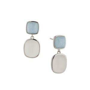Aquamarine & White Onyx Sterling Silver Earrings 14.22cts