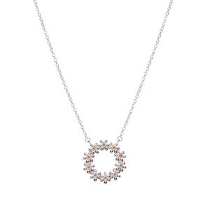  Flower Necklace in Two Tone Sterling Silver 3.78g