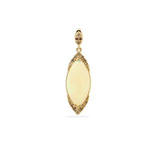 Coober Pedy Opal & Argyle Cognac Diamond 18K Gold Lorique Pendant MTGW 3.06cts