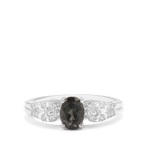 Mogok Silver Spinel Ring with White Zircon in Sterling Silver 1.17cts