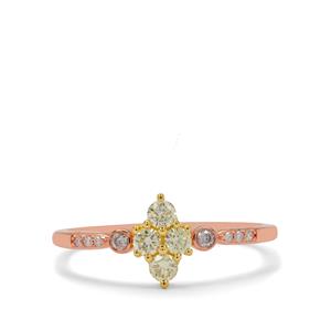 1/3ct Natural Yellow, Pink Diamonds 9K Two Tone Gold Ring 