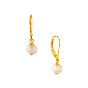 Freshwater Cultured Pearl Gold Tone Sterling Silver Earrings (6x7mm)