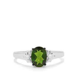 Chrome Diopside & White Zircon Sterling Silver Ring ATGW 1.23cts