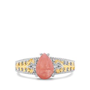 1.70ct Rhodochrosite Two Tone Sterling Silver Ring