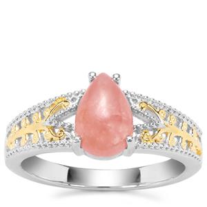 Rhodochrosite Ring in Two Tone Gold Plated Sterling Silver 1.70cts