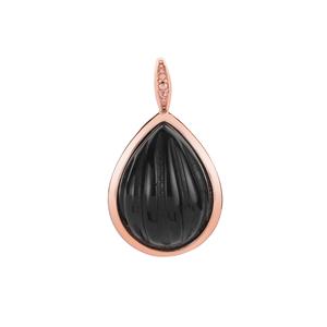 6.50ct Black Obsidian Rose Tone Sterling Silver Pendant