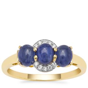 Burmese Blue Sapphire Ring with White Zircon in 9K Gold 1.90cts