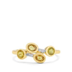 Songea Canary Sapphire & Diamond 9K Gold Ring ATGW 1.05cts