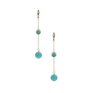 Amazonite Earrings in Gold Tone Sterling Silver 18cts