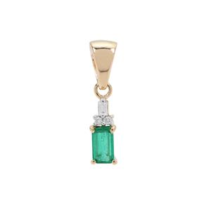 Panjshir Emerald & Diamond 18K Gold Tomas Rae Pendant MTGW 0.30ct