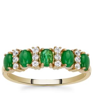 Sandawana Emerald & White Zircon 9K Gold Ring ATGW 1.07cts