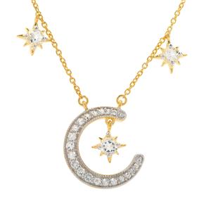 1.40cts White Topaz Midas Moon and Star Necklace 