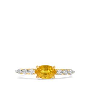 Bang Kacha Yellow Sapphire & White Zircon 9K Gold Ring ATGW 1.40cts