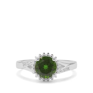 Chrome Diopside & White Zircon Sterling Silver Ring ATGW 1.67cts
